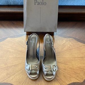 Linda Paolo Platform Wedge Sandals “Juanita” Bronze. Size 5.5